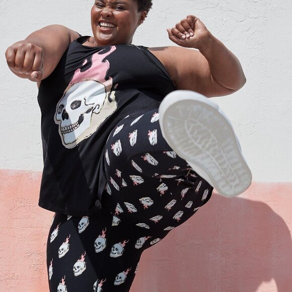 Torrid Tech Jersey Sleeveless Active Tank 2x flaming skull - Picture 5 of 12